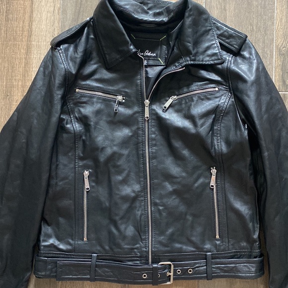 NEW Sam Edelman Single Breasted Genuine Leather Black Moto Jacket Size Medium - Picture 5 of 9